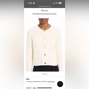 NWT Theory Cream Cardigan
